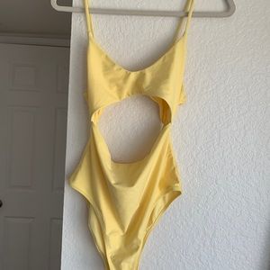 Banana high waisted cutout one piece swimsuit